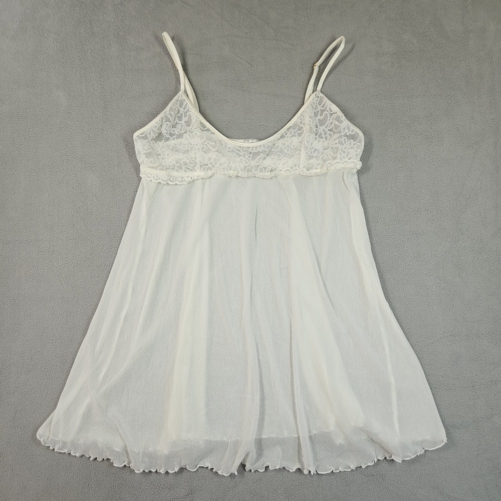 Y2K Victorias Secret Chemise Tank Womens Large Mesh Lingerie Slip Fairy Babydoll